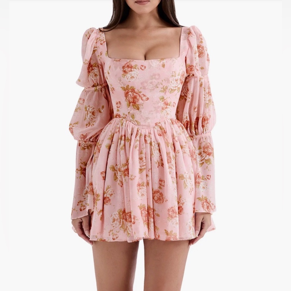 House of CB Sancia Floral Print Long Sleeve Minidress